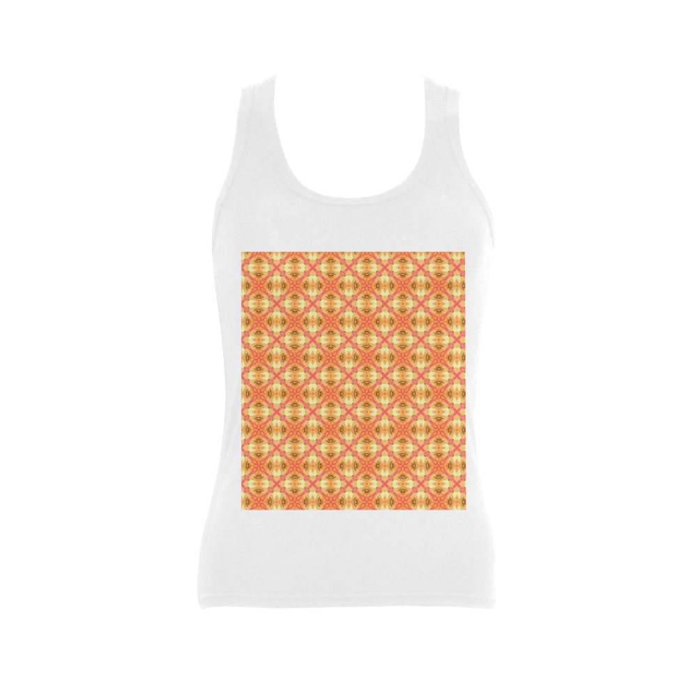 Peach Pineapple Abstract Circles Arches Women's Shoulder-Free Tank Top (Model T35)