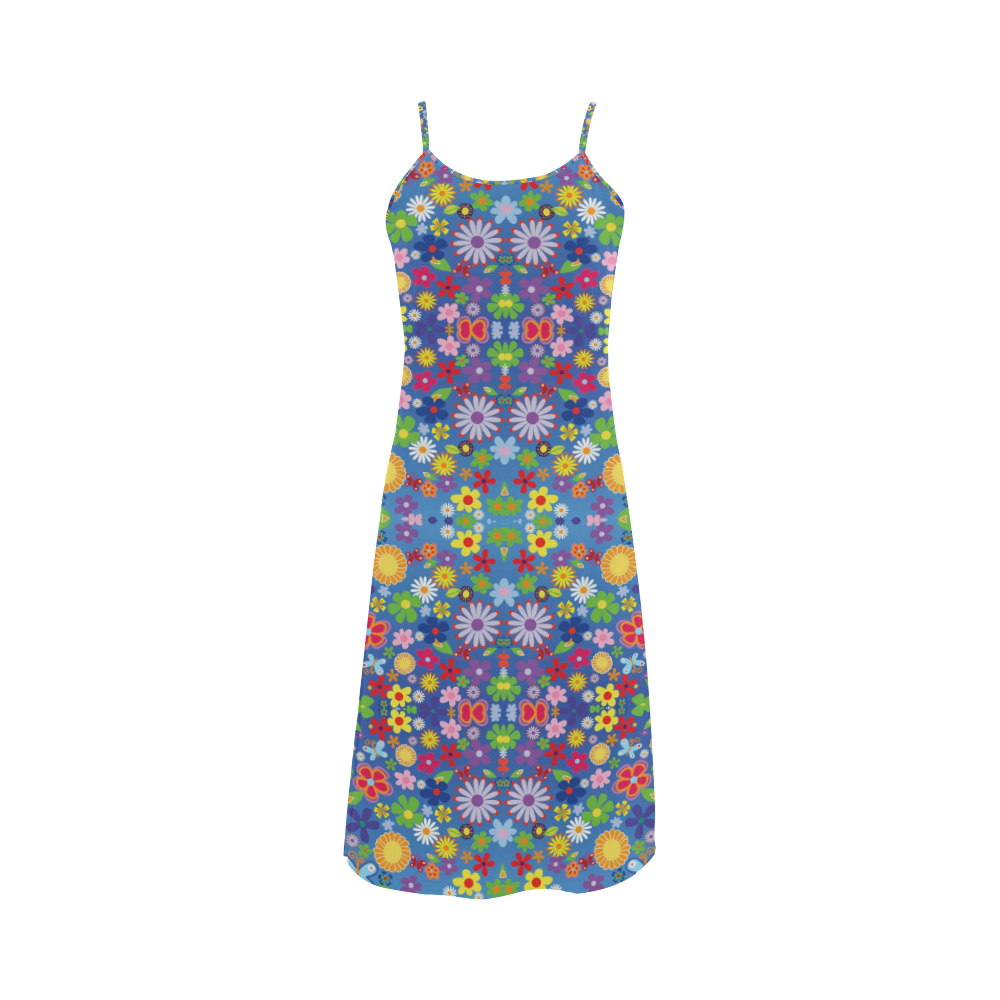 Colorful Flowers Pattern Alcestis Slip Dress (Model D05)