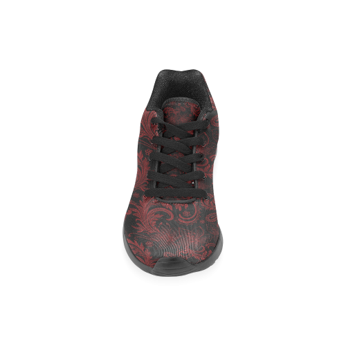 Elegant vintage flourish damasks in  black and red Men’s Running Shoes (Model 020)
