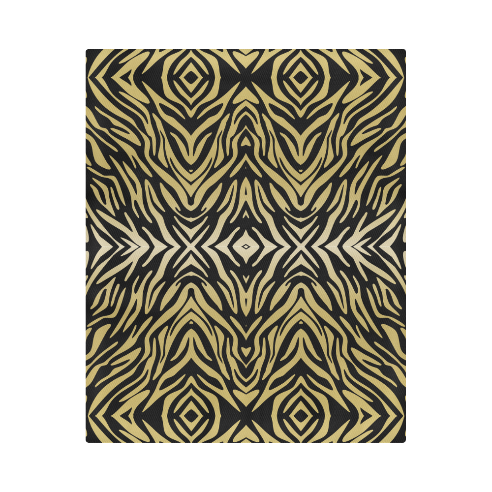 Gold Black Zebra Print Pattern Duvet Cover 86"x70" ( All-over-print)
