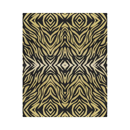Gold Black Zebra Print Pattern Duvet Cover 86"x70" ( All-over-print)