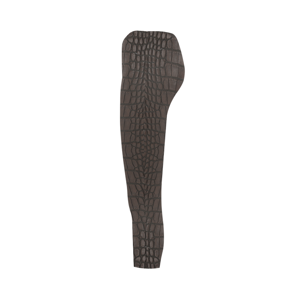 Brown Gator Skin Leather Capri Legging (Model L02)