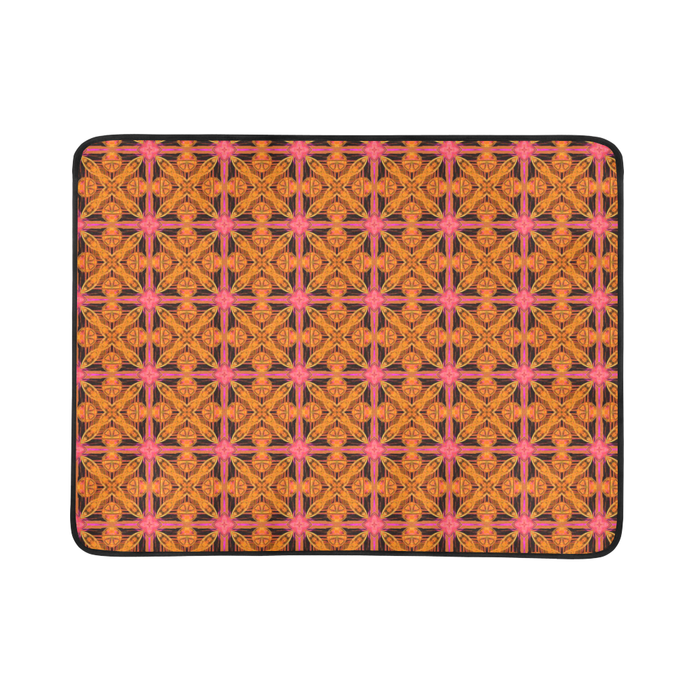 Peach Lattice Abstract Pink Snowflake Star Beach Mat 78"x 60"