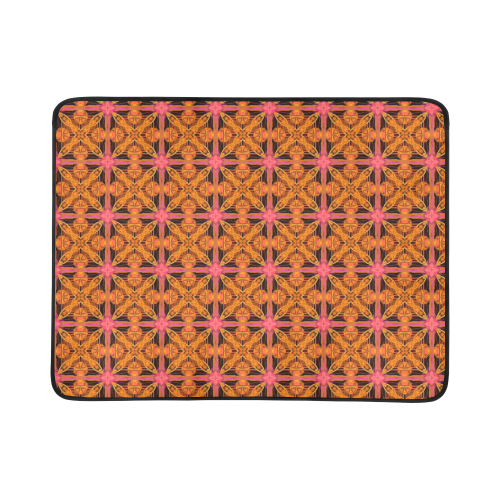 Peach Lattice Abstract Pink Snowflake Star Beach Mat 78"x 60"