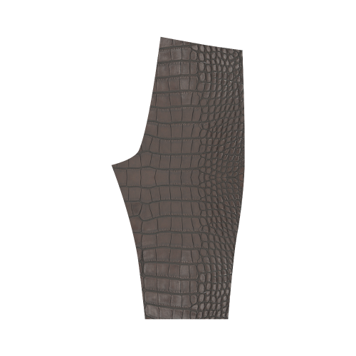 Brown Gator Skin Leather Hestia Cropped Leggings (Model L03)