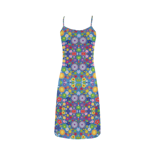 Colorful Flowers Pattern Alcestis Slip Dress (Model D05)