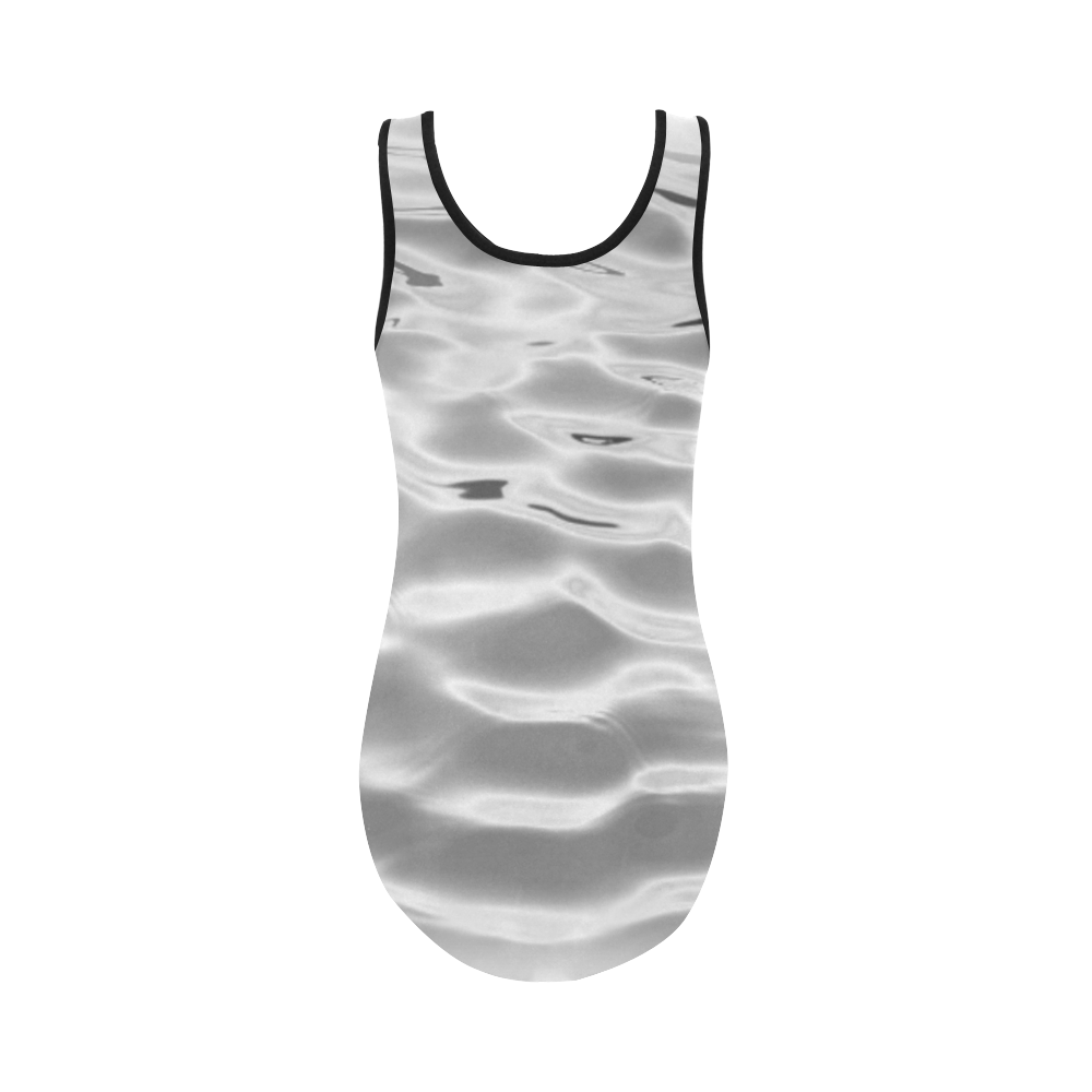 Grey Water Waves Vest One Piece Swimsuit (Model S04)