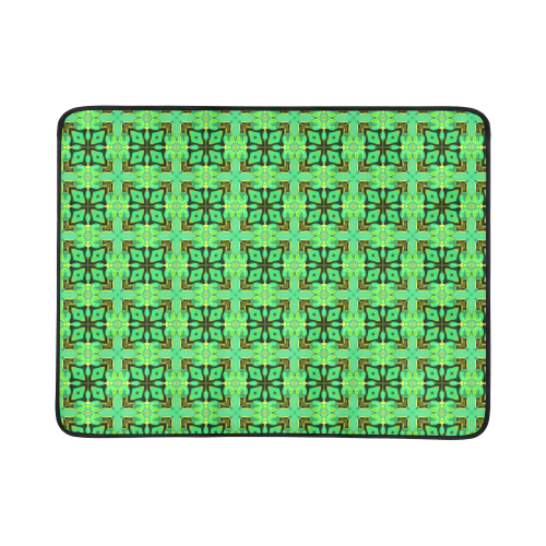 Green Gold Moroccan Lattice Diamonds Quilt Beach Mat 78"x 60"