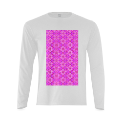 Pink Snowflakes Spinning in Winter Abstract Sunny Men's T-shirt (long-sleeve) (Model T08)