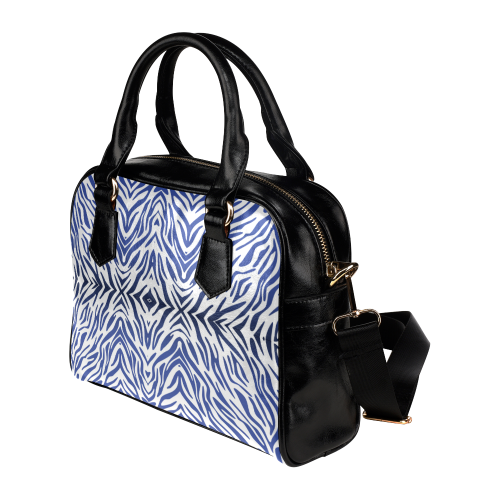 Blue Zebra Print Pattern Shoulder Handbag (Model 1634)