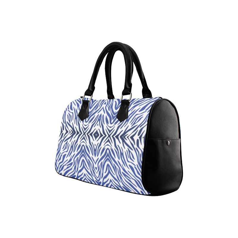 Blue Zebra Print Pattern Boston Handbag (Model 1621)