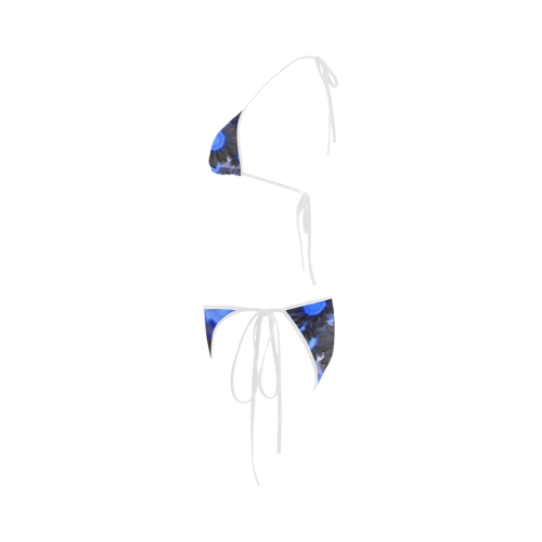 Blue Black Flowers Custom Bikini Swimsuit
