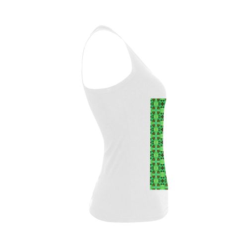 Green Gold Moroccan Lattice Diamonds Quilt Women's Shoulder-Free Tank Top (Model T35)