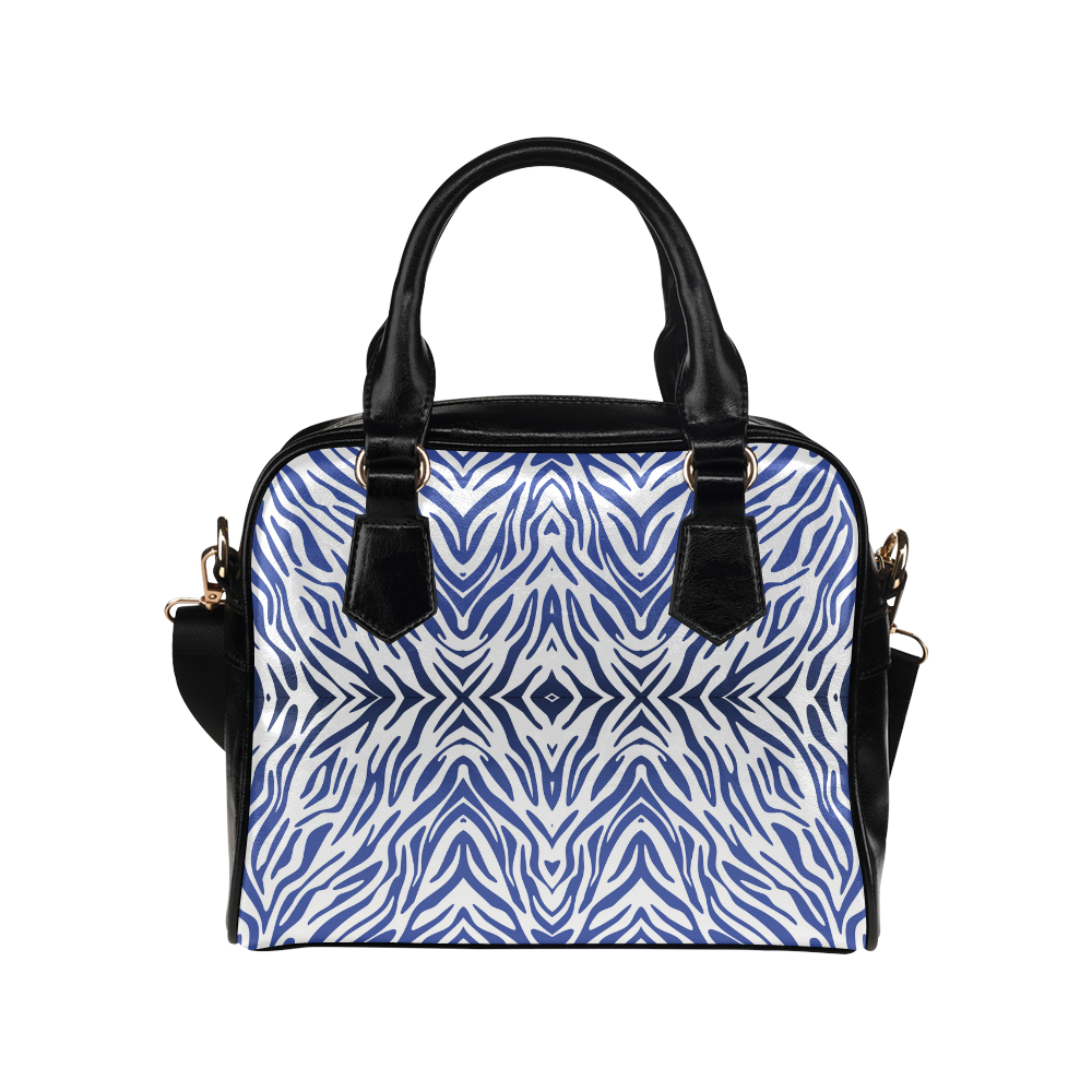 Blue Zebra Print Pattern Shoulder Handbag (Model 1634)