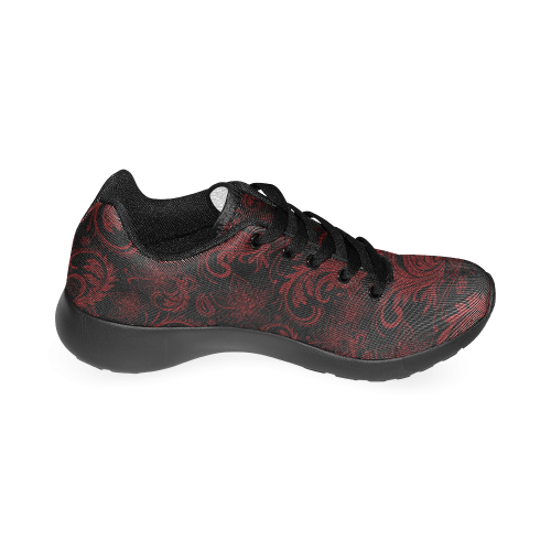 Elegant vintage flourish damasks in  black and red Men’s Running Shoes (Model 020)