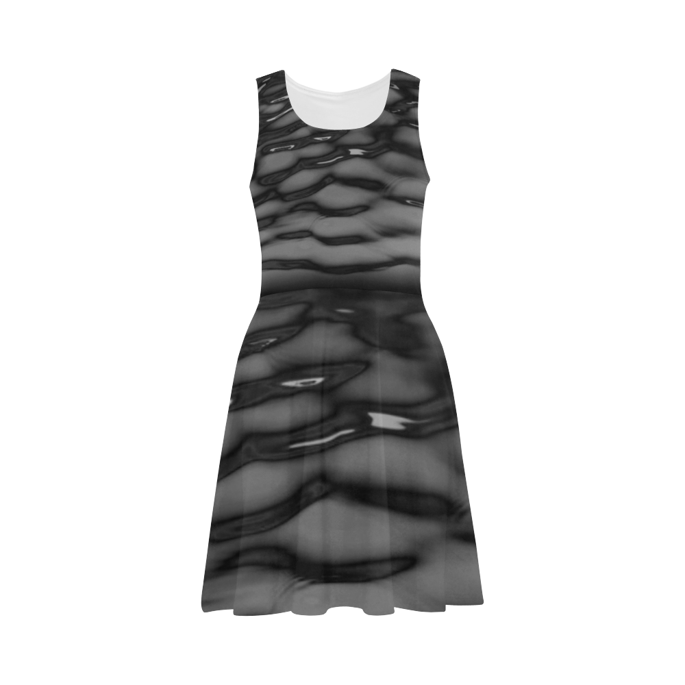 Black and White Water Waves Atalanta Sundress (Model D04)