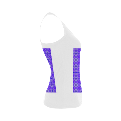 Purple Abstract Flowers, Lattice, Circle Quilt Women's Shoulder-Free Tank Top (Model T35)