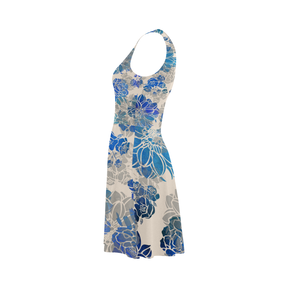 Flowers - Creme and Blue Atalanta Sundress (Model D04)