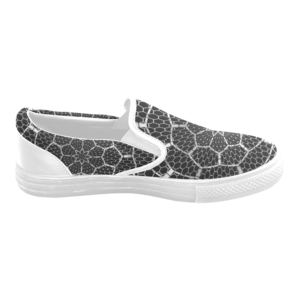 stunning black and white 09 Men's Slip-on Canvas Shoes (Model 019)