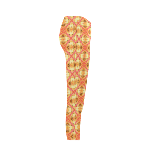 Peach Pineapple Abstract Circles Arches Capri Legging (Model L02)