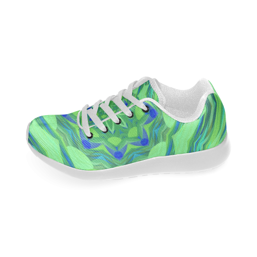 Blue and Green Angelfish Flower Women’s Running Shoes (Model 020)