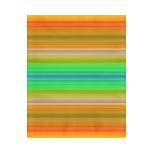 Bright Stripes green orange colors Duvet Cover 86"x70" ( All-over-print)