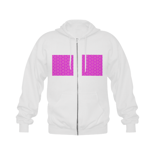 Pink Snowflakes Spinning in Winter Abstract Gildan Full Zip Hooded Sweatshirt (Model H02)
