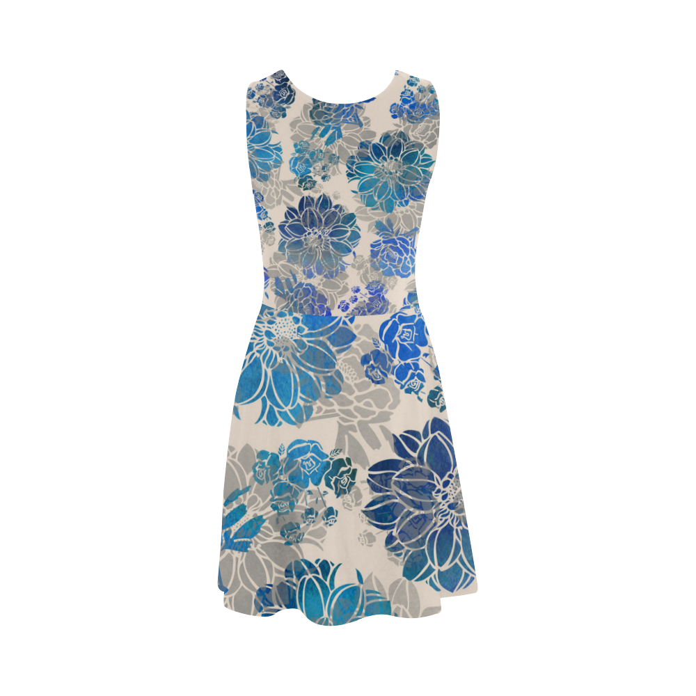 Flowers - Creme and Blue Atalanta Sundress (Model D04)