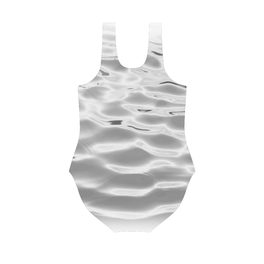 Grey Water Waves Vest One Piece Swimsuit (Model S04)