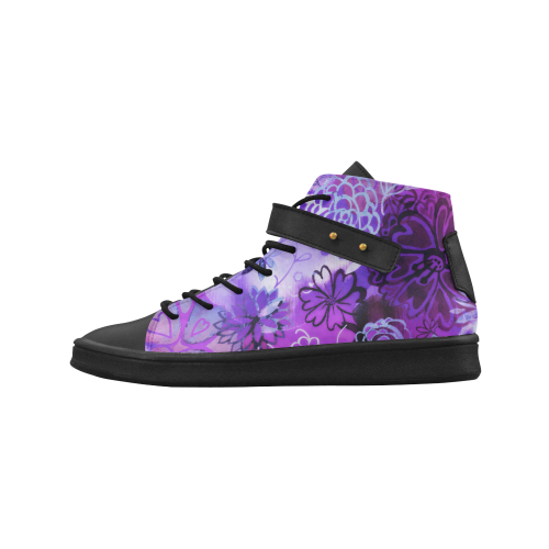 Urban Purple Flowers Lyra Round Toe Women's Shoes (Model 310) | ID: D436862