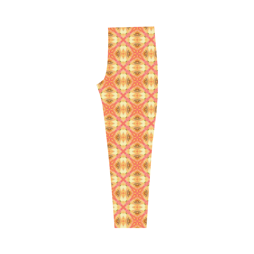 Peach Pineapple Abstract Circles Arches Capri Legging (Model L02)