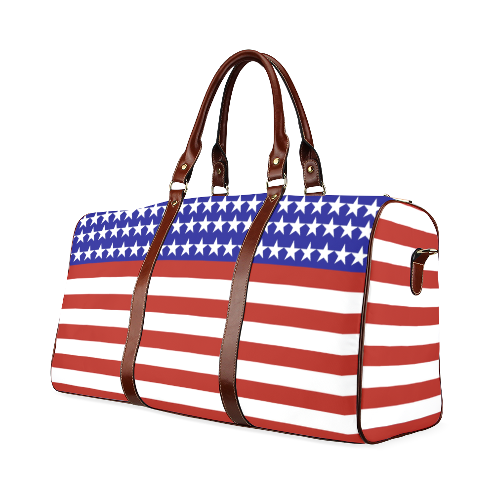 USA Patriotic Stars & Stripes Waterproof Travel Bag/Large (Model 1639)