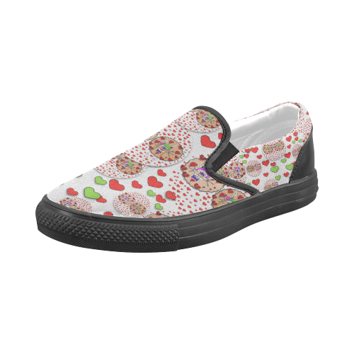 Love Bunnies in peace and Popart Men's Slip-on Canvas Shoes (Model 019)