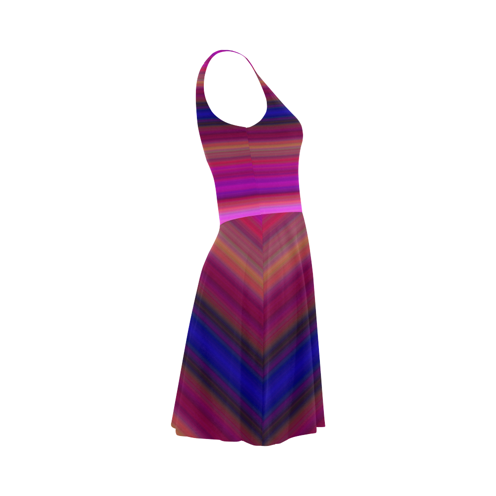 Random Pink Blue Stripes Colors Atalanta Sundress (Model D04)