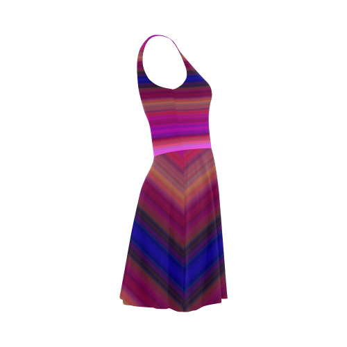 Random Pink Blue Stripes Colors Atalanta Sundress (Model D04)