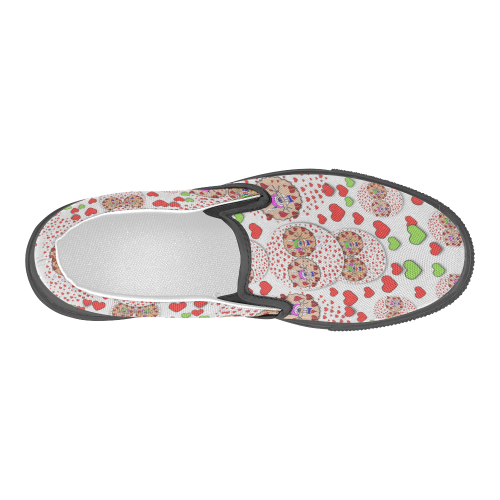 Love Bunnies in peace and Popart Men's Slip-on Canvas Shoes (Model 019)