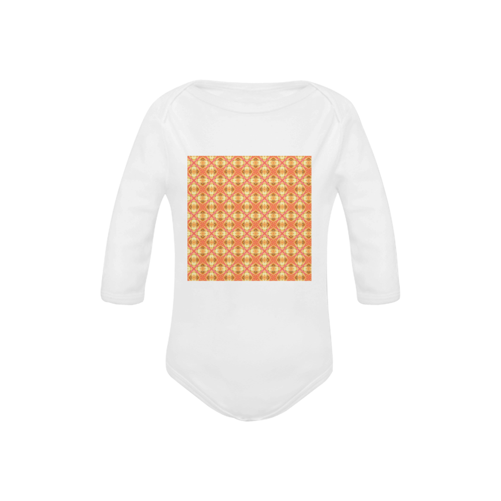 Peach Pineapple Abstract Circles Arches Baby Powder Organic Long Sleeve One Piece (Model T27)