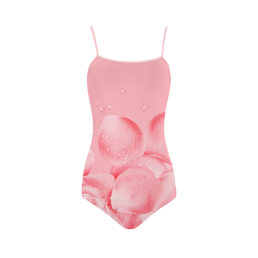 Pink Flower Petals Strap Swimsuit ( Model S05)