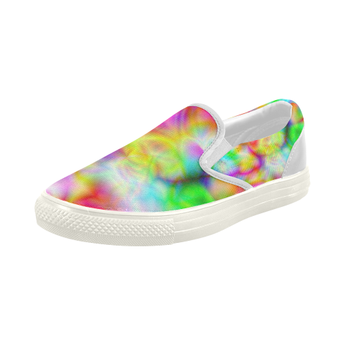 psychedelic tropical blue yellow pink pattern ZT06 Women's Slip-on Canvas Shoes (Model 019)