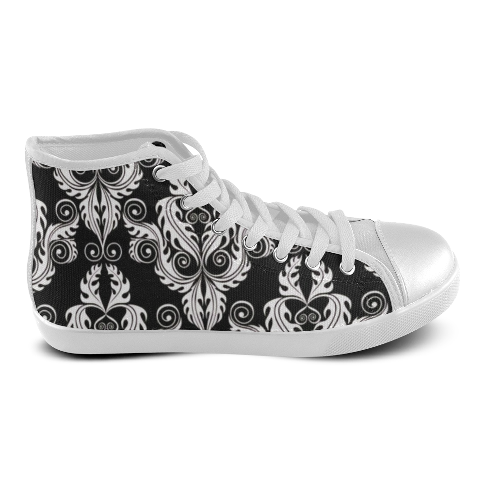 Stunning black and white 14 Women's High Top Canvas Shoes (Model 002 ...
