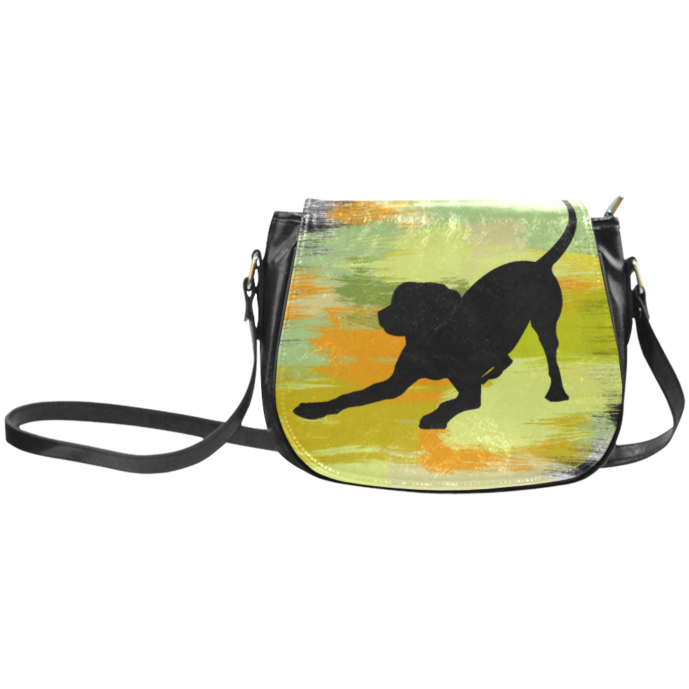 Dog Playing Please Painting Shape Classic Saddle Bag/Large (Model 1648)