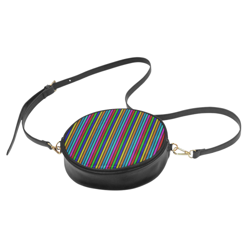 Dark Multicolored Vertical Stripes Round Sling Bag (Model 1647)