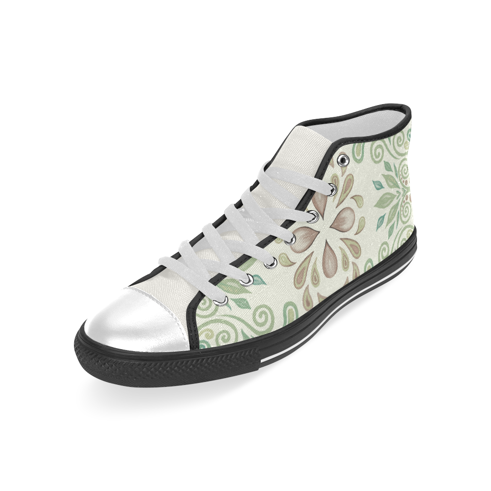 Green watercolor ornaments Men’s Classic High Top Canvas Shoes (Model 017)