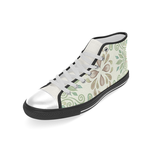 Green watercolor ornaments Men’s Classic High Top Canvas Shoes (Model 017)