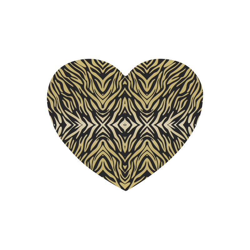 Gold Black Zebra Print Pattern Heart-shaped Mousepad