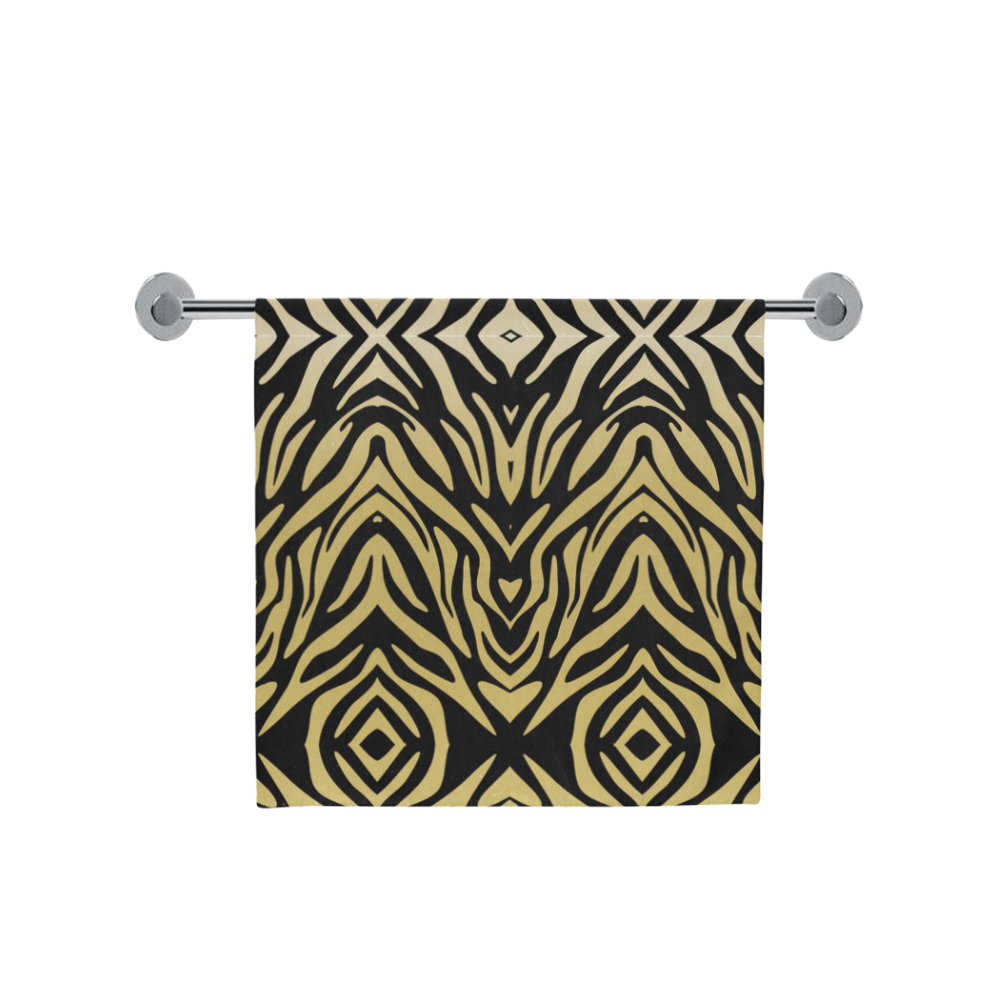 Gold Black Zebra Print Pattern Bath Towel 30"x56"