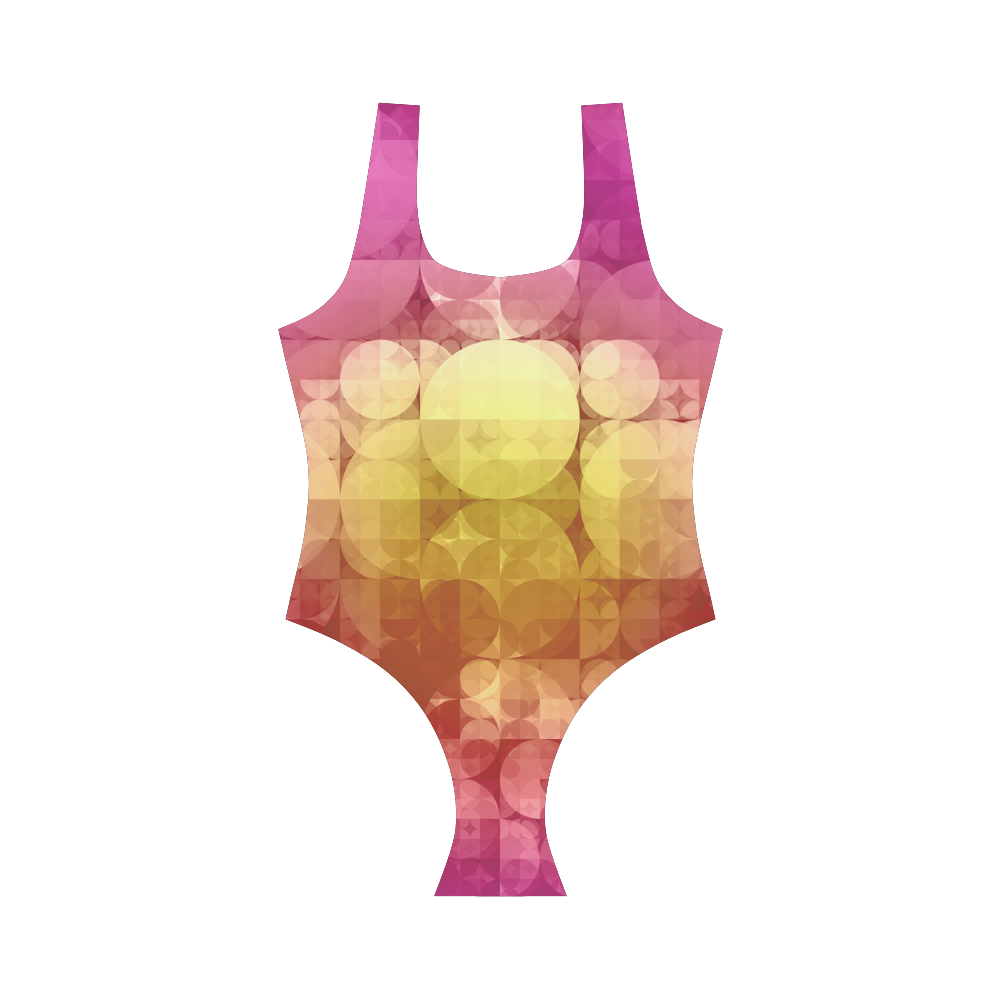 purple geometry matt Vest One Piece Swimsuit (Model S04)