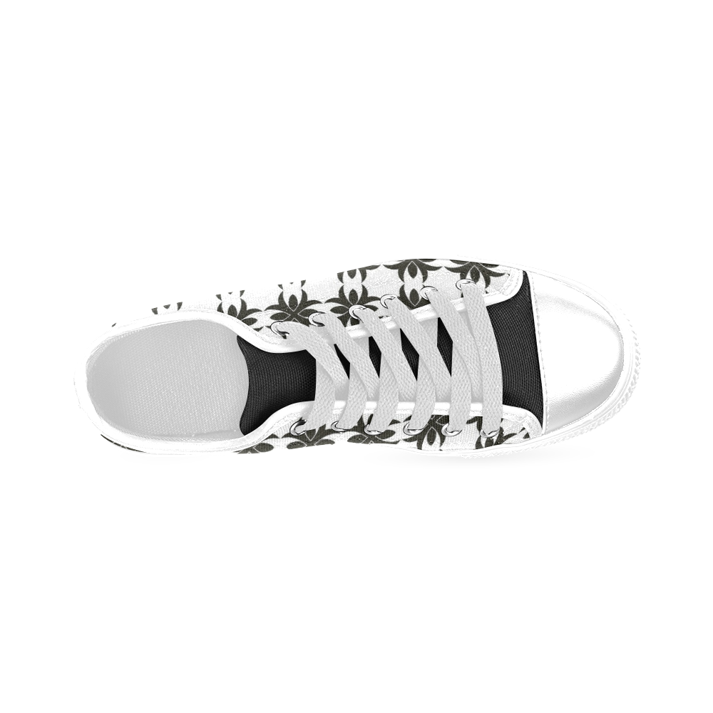 Stunning black and white 12 Men's Classic Canvas Shoes (Model 018)