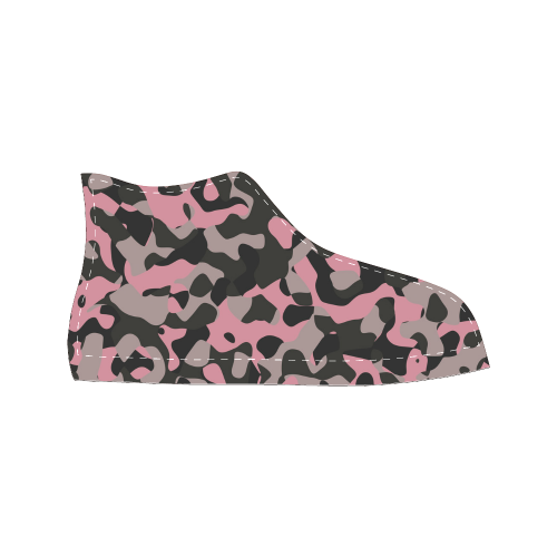 Kitty Camo Women's Classic High Top Canvas Shoes (Model 017)