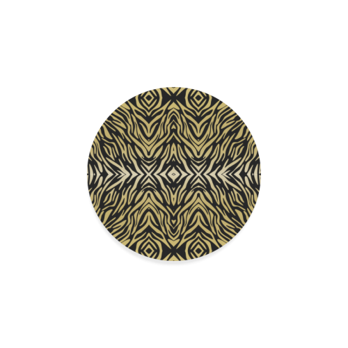 Gold Black Zebra Print Pattern Round Coaster